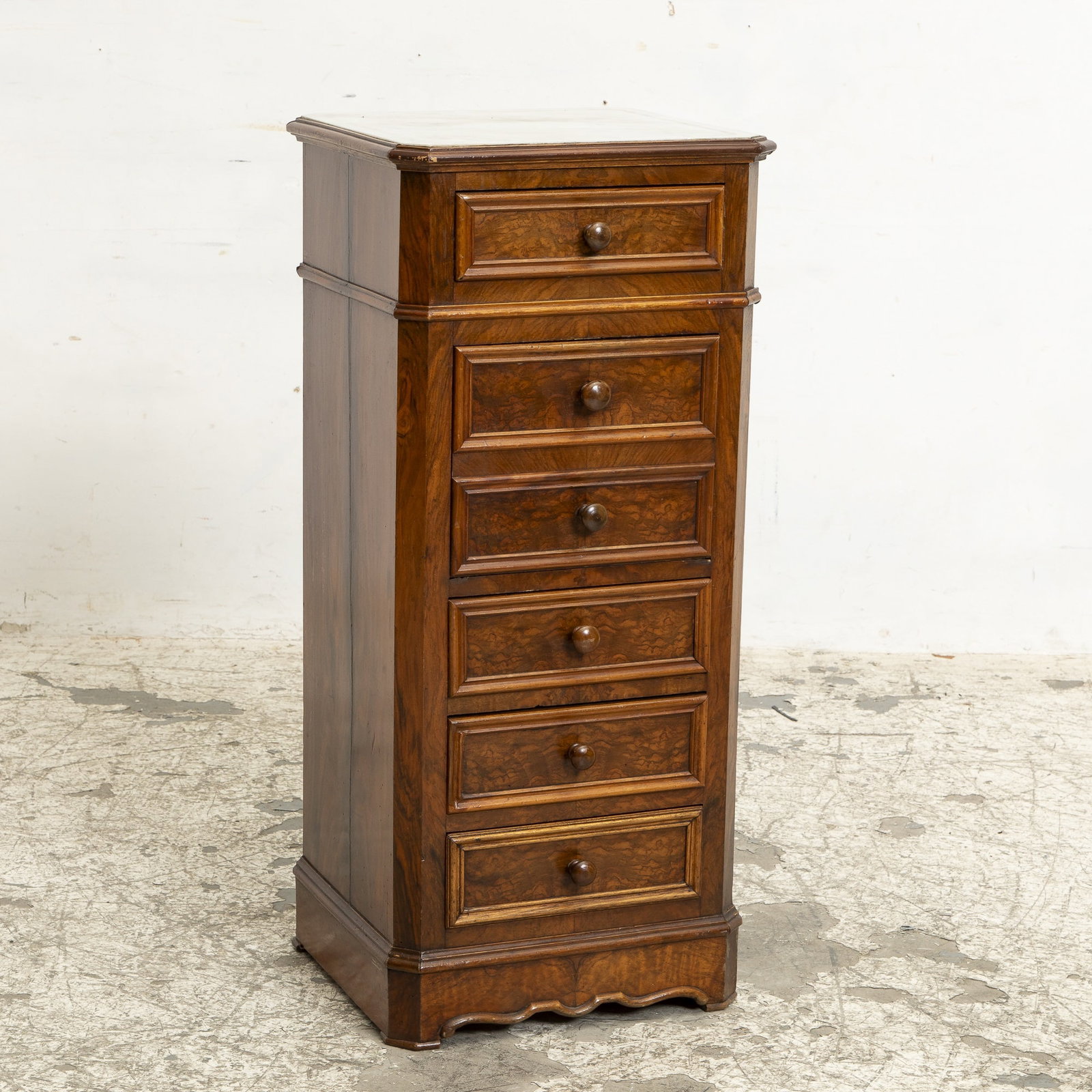 Marble Top Walnut Bedside Cabinet (1 of 6)