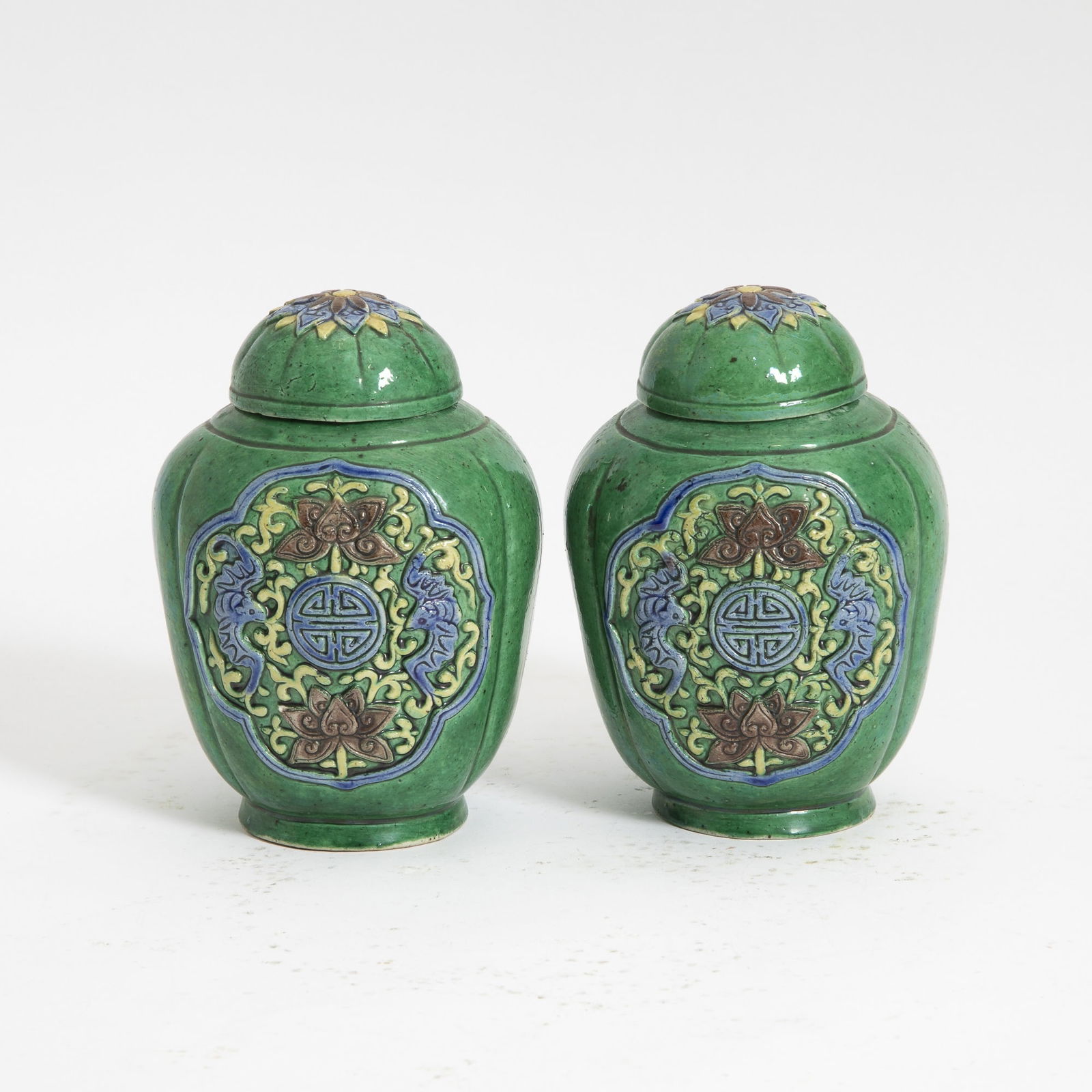 Pair of Chinese Style Glazed Ceramic Ginger Jars (1 of 5)