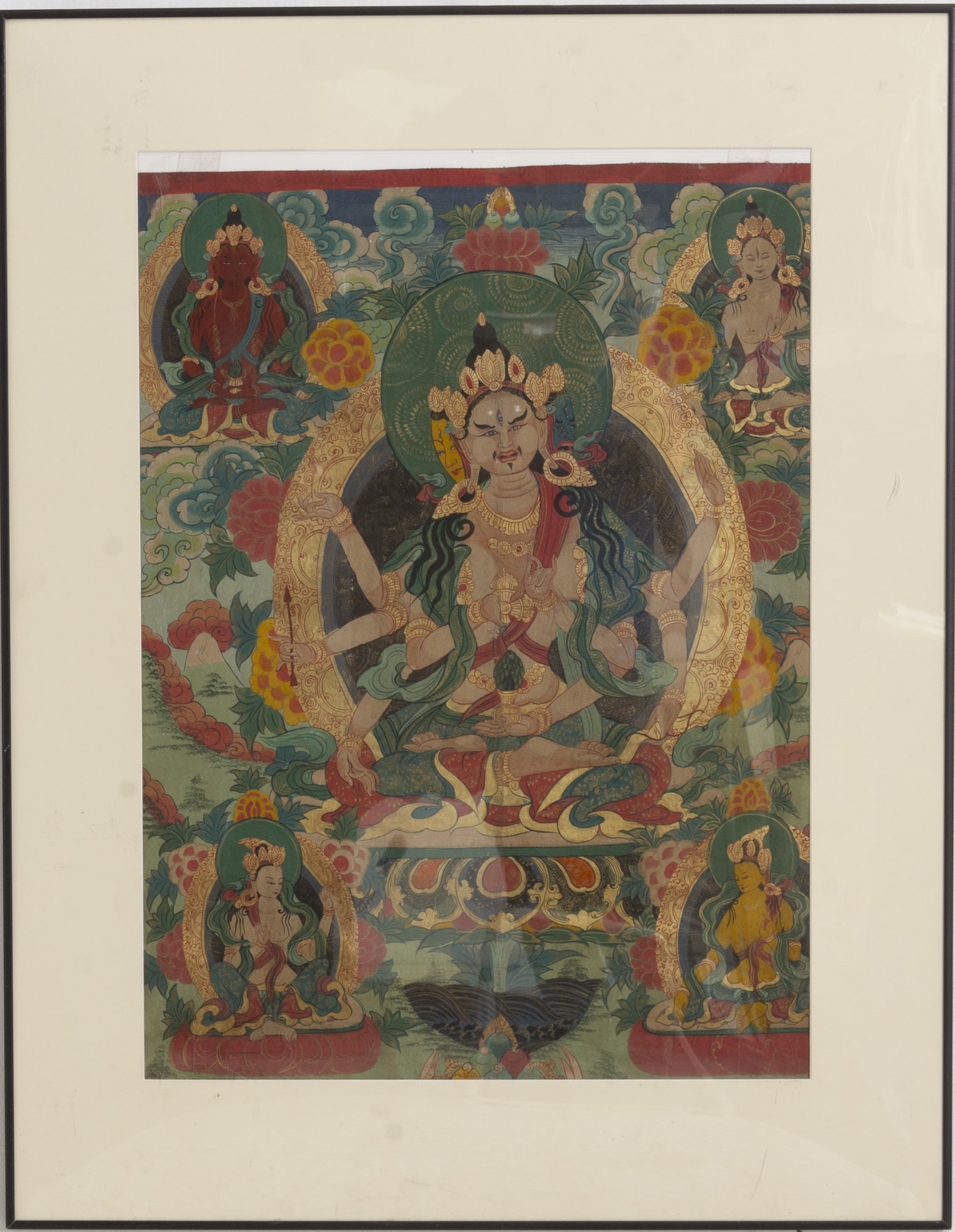 Tibetan School: * (Sight 27" h x 19 1/2" w Overall 36" x 28 1/4") Creases