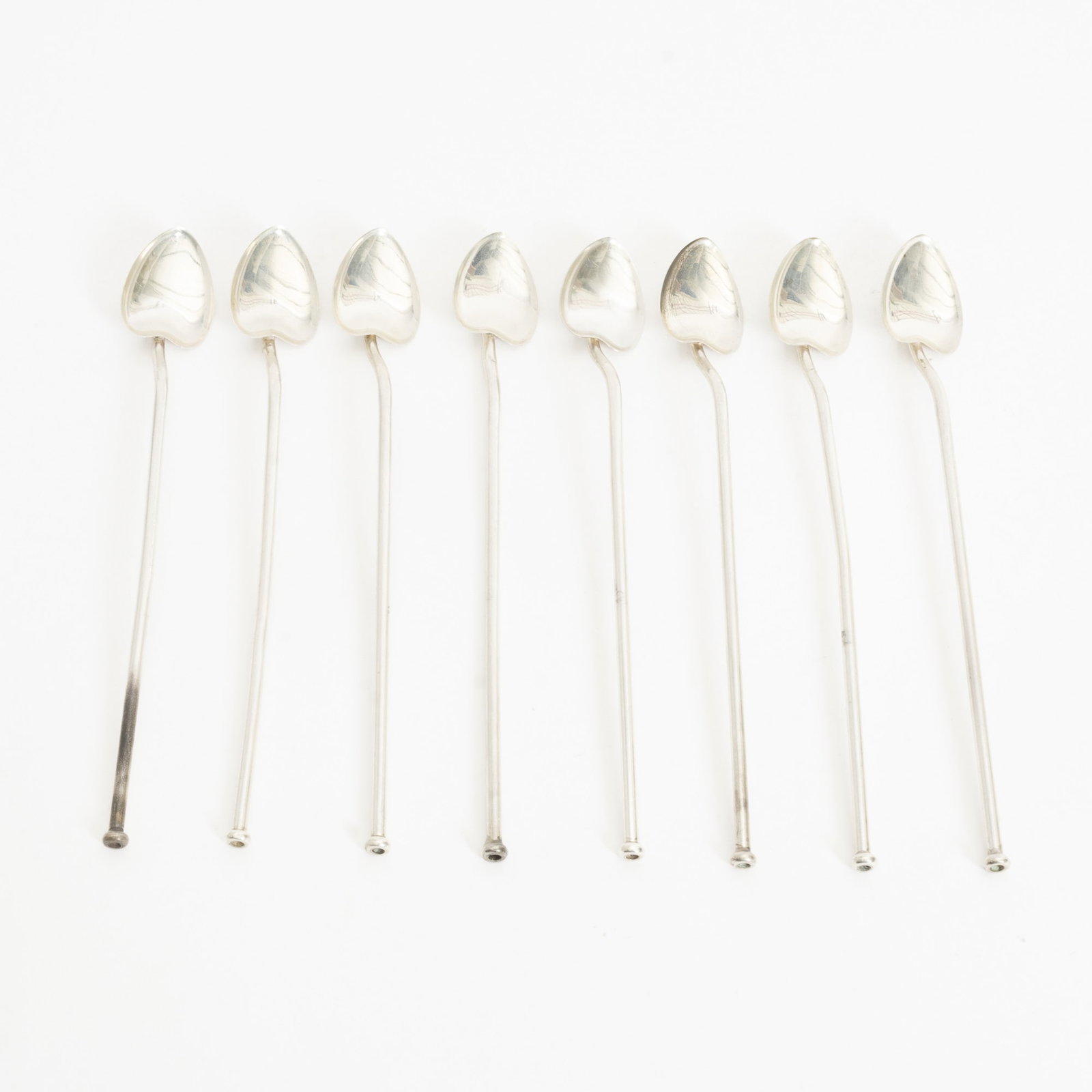 Set of Eight Sterling Iced Tea Spoons: Ap. 1.9 ounces * (7" l) Mimor dents