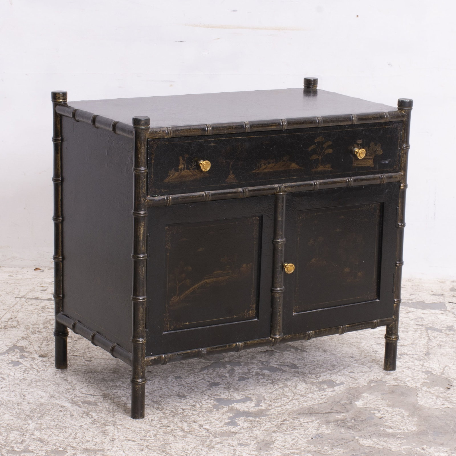 Regency Style Black Painted Cabinet (1 of 6)