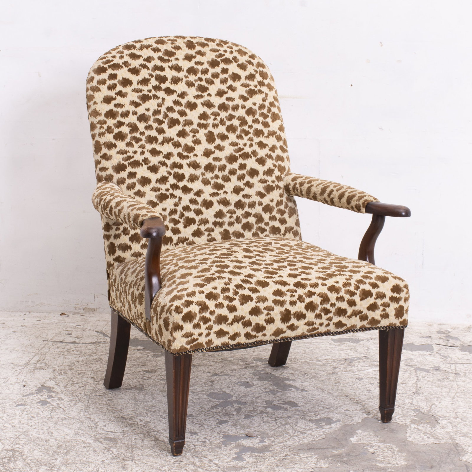 Georgian Style Upholstered Walnut Armchair (1 of 4)