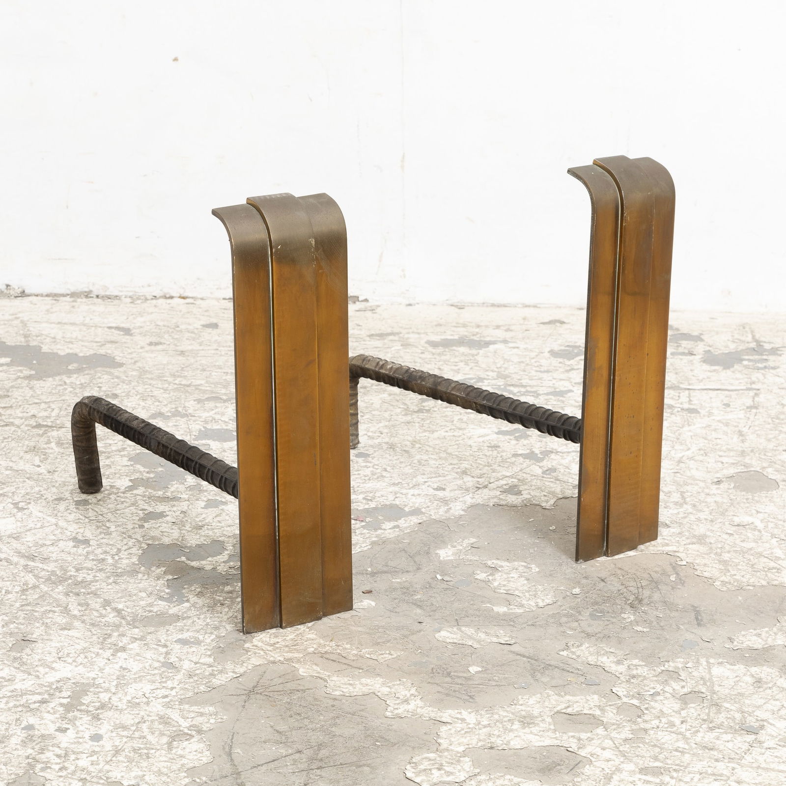 Pair of Art Deco Bronze Scroll-Form Andirons (1 of 5)