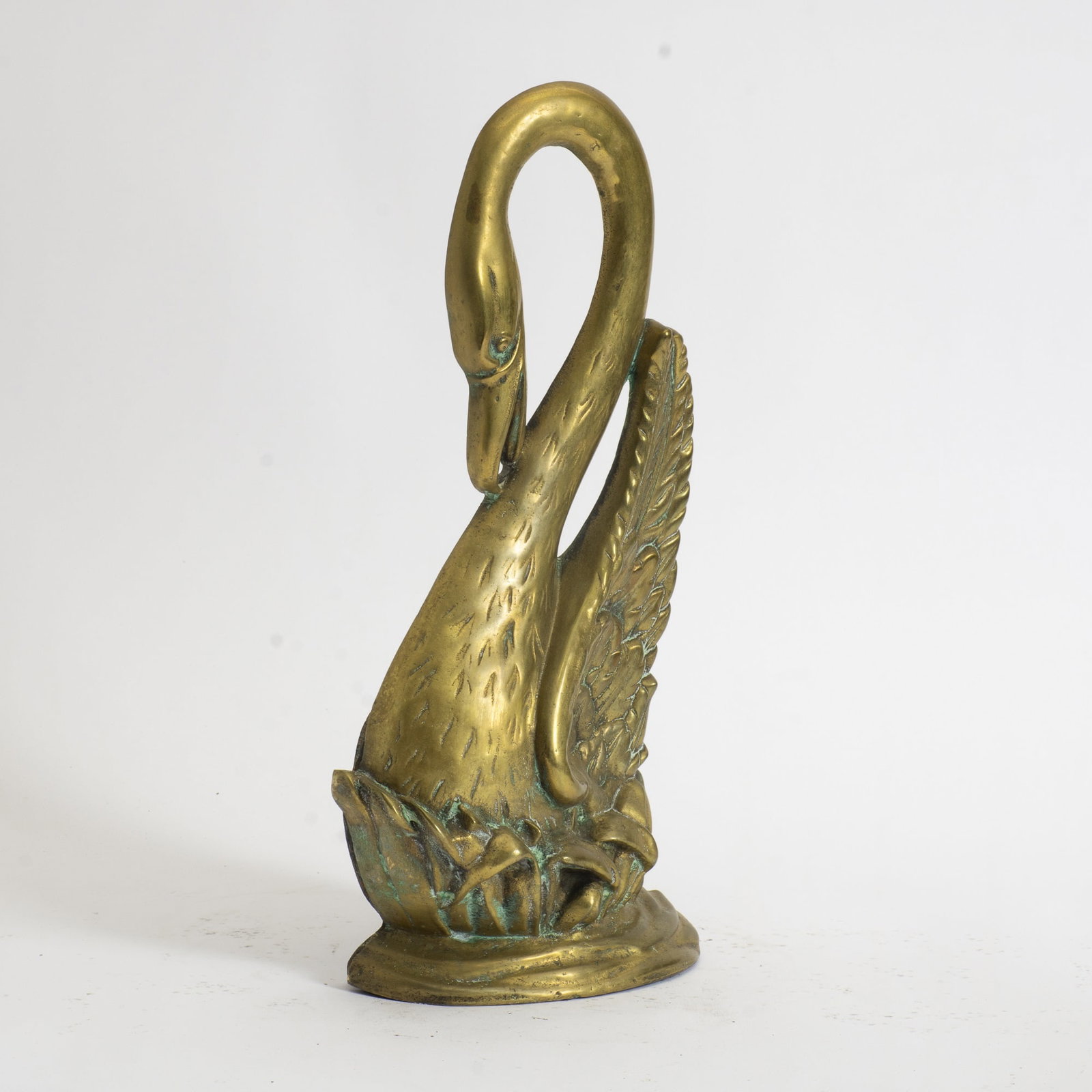 Brass Swan-Form Door Stop: * (15 1/4" h) Good
