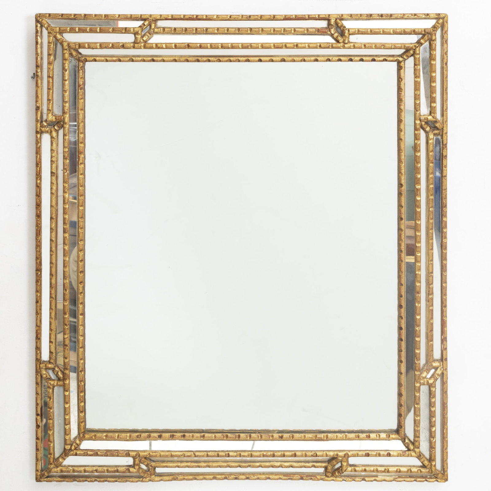 Gilt-Wood Border Glass Mirror: 20th Century * (29" h x 33" w) Good