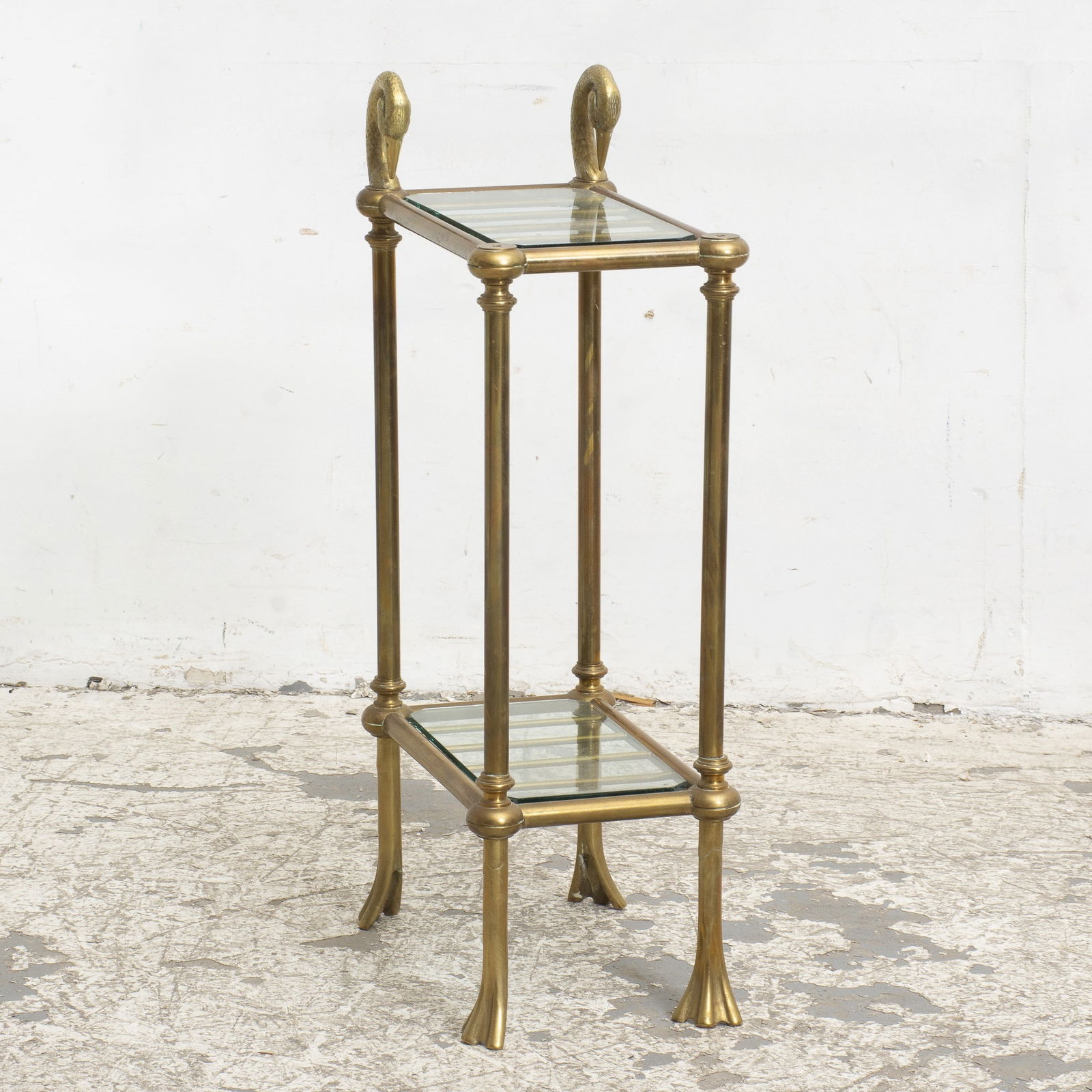 Brass and Glass Occasional Table with Swan Heads and Webbed Feet (1 of 5)