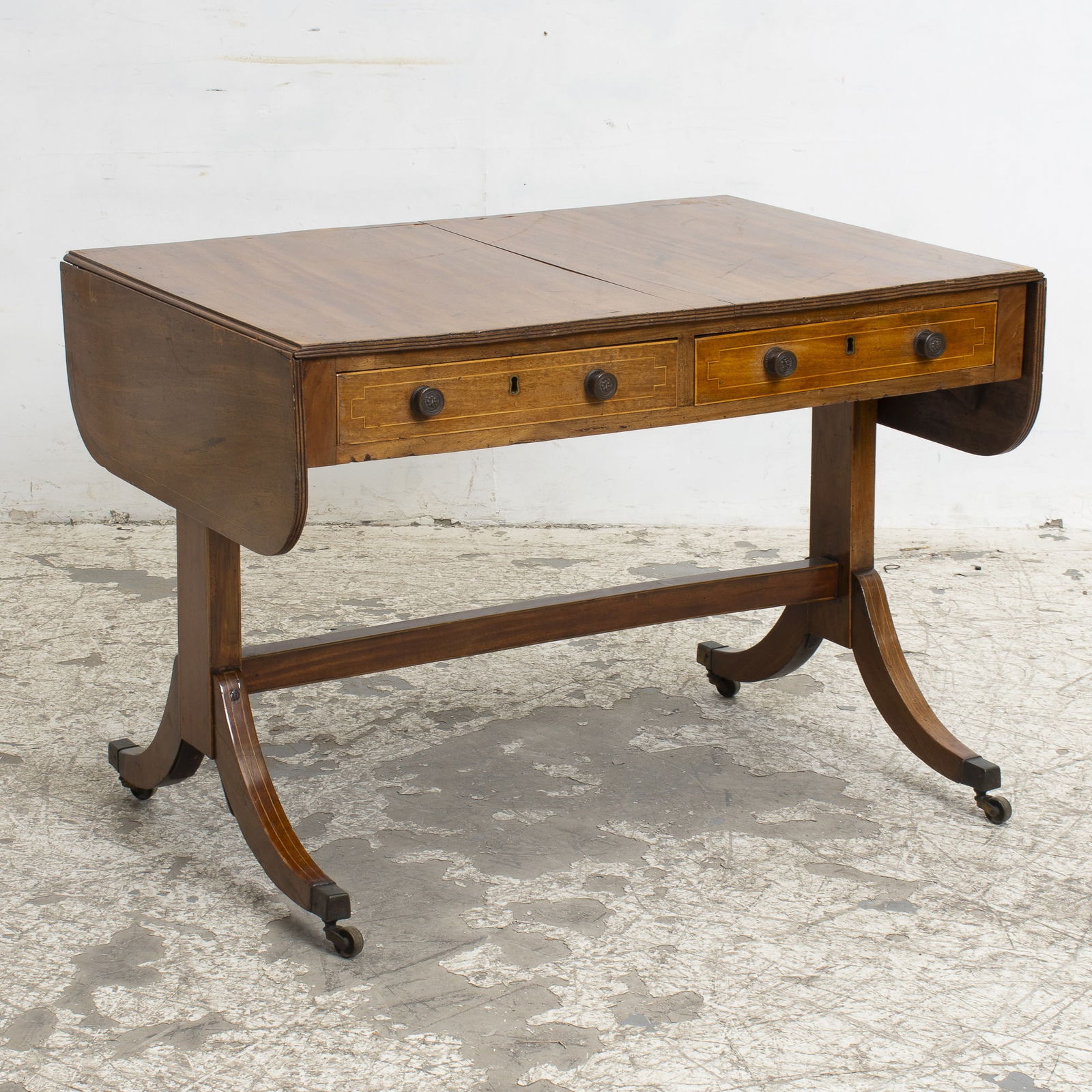 Regency Fruitwood Inlaid Mahogany Sofa Table (1 of 7)