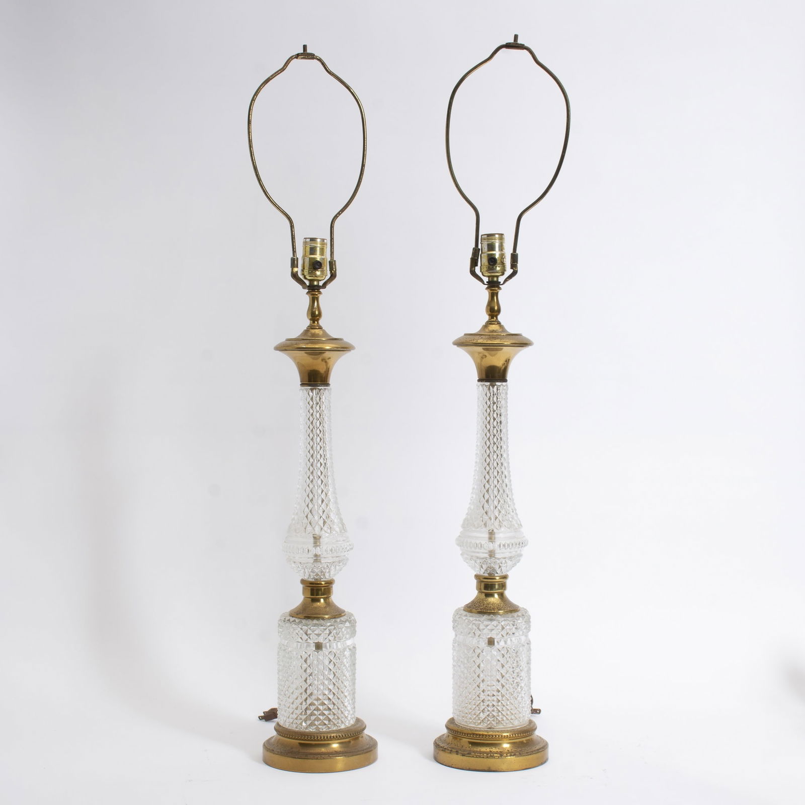 Pair of Regency Style Brass and Crystal Table Lamps (1 of 5)