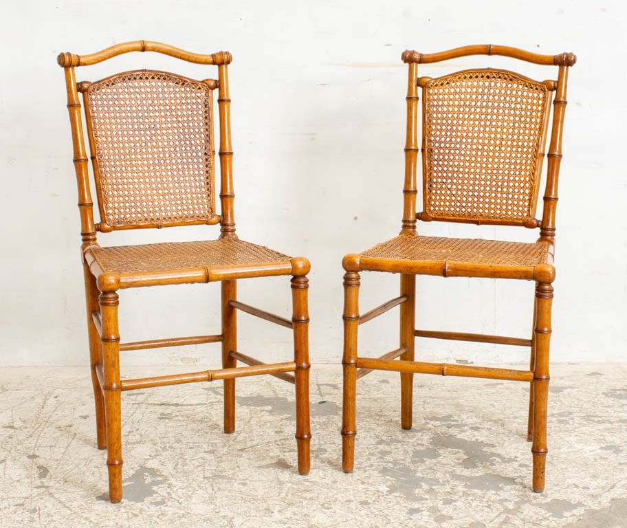Pair of Faux Bamboo Cane Side Chairs (1 of 7)