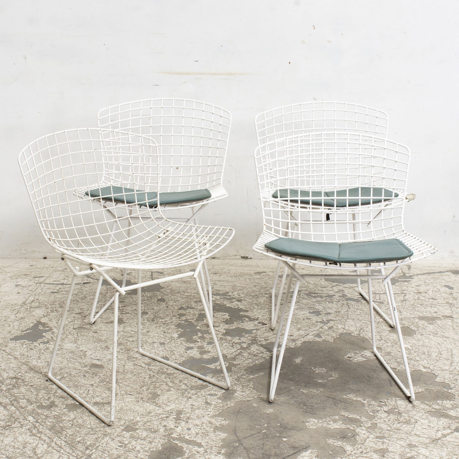 Set of Three Knoll Enameled Metal Bertoia Chairs Kitchen (1 of 11)