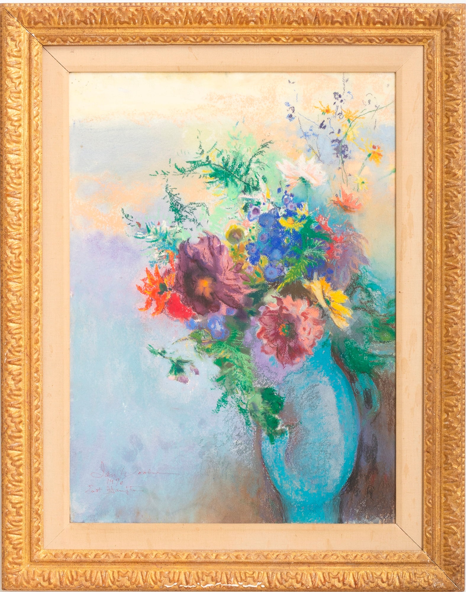 Ian Woodner: Flowers Pastel on paper Signed (ll) * (Sight 32" h x 22" w Overall 40" x 31 1/2") Good