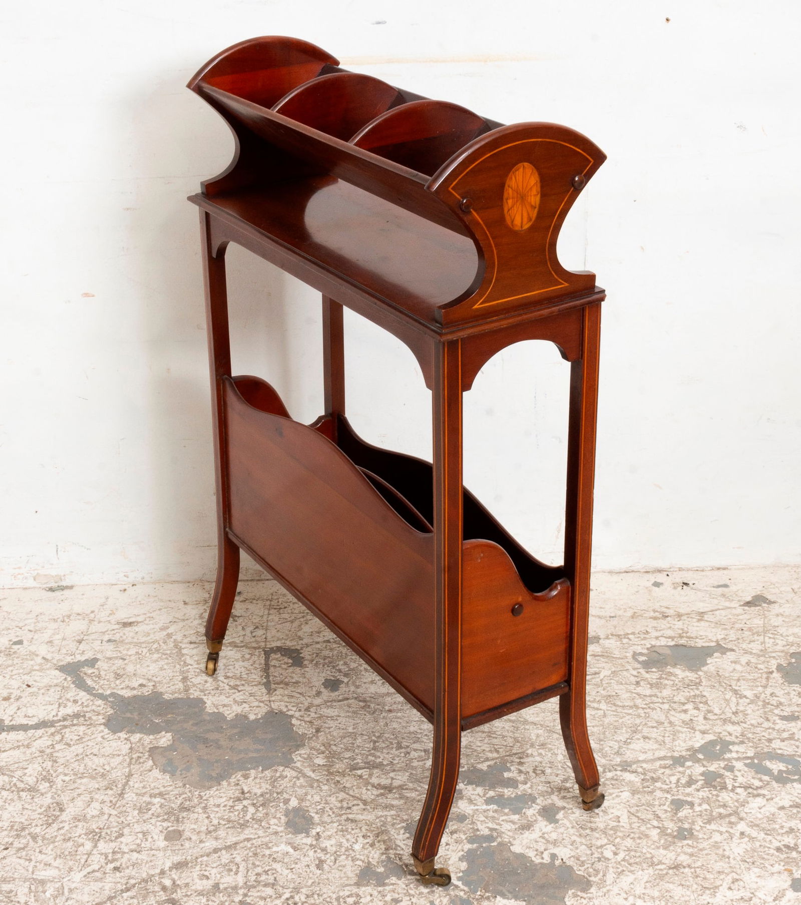 George III Style Inlaid Mahogany Book Stand Bedroom (1 of 6)