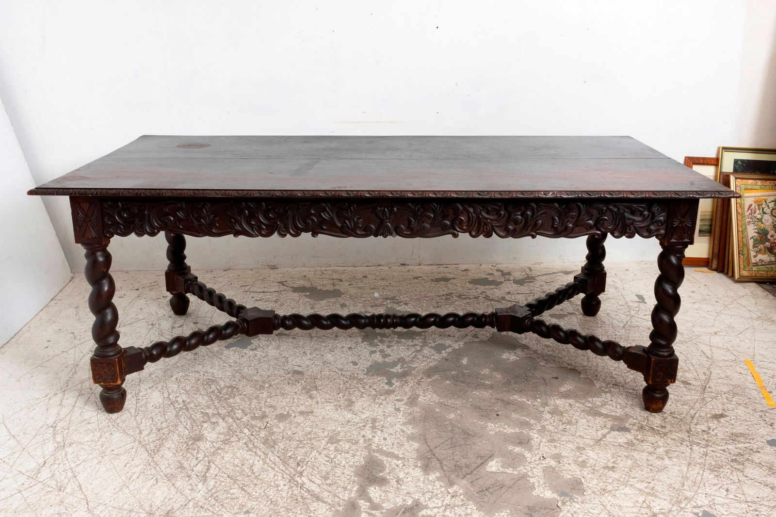 Jacobean style carved Oak Dining Table (1 of 7)