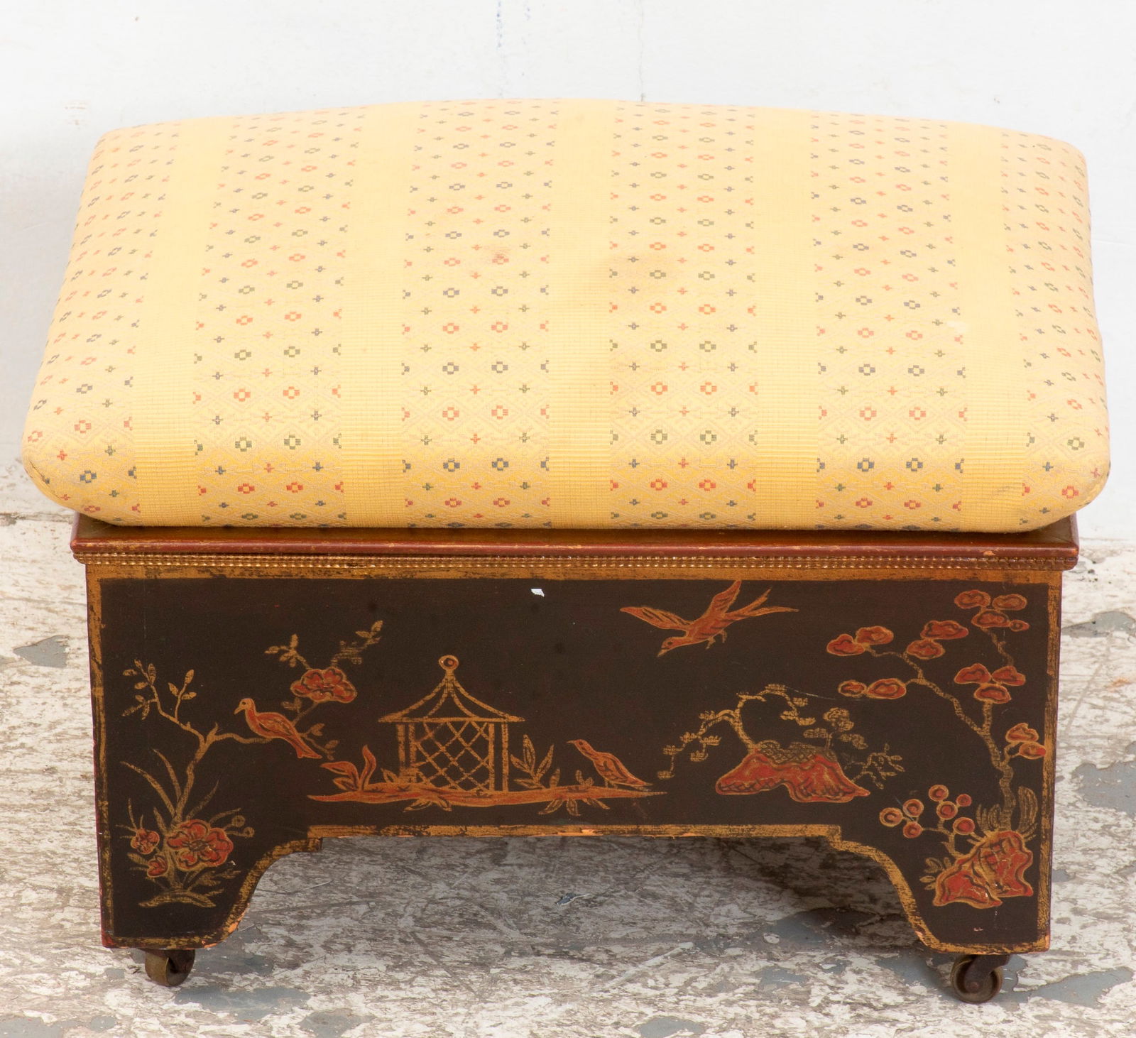 Chinoiserie Decorated Wood Footstool (1 of 6)