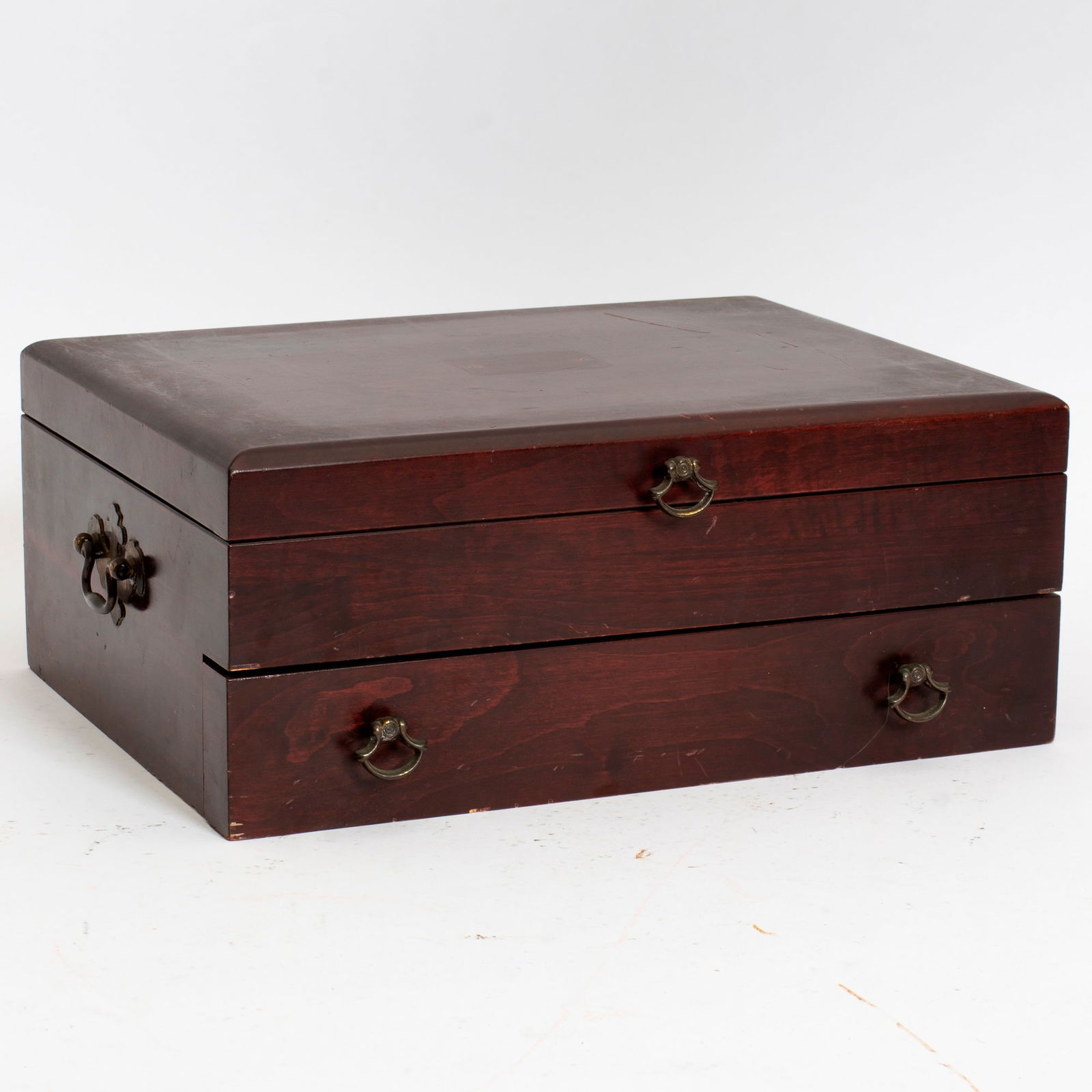 Stained Wood Silverware Storage Box (1 of 8)
