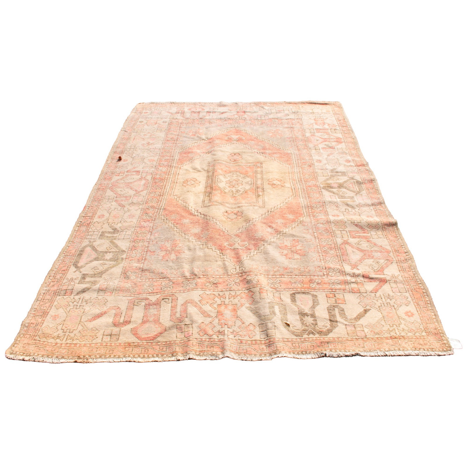 Oushak Rug: * (105" x 72") fading, old repairs