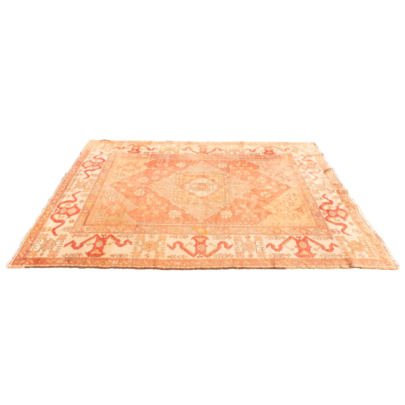Oushak Rug: * (98" x 74") fading, wear