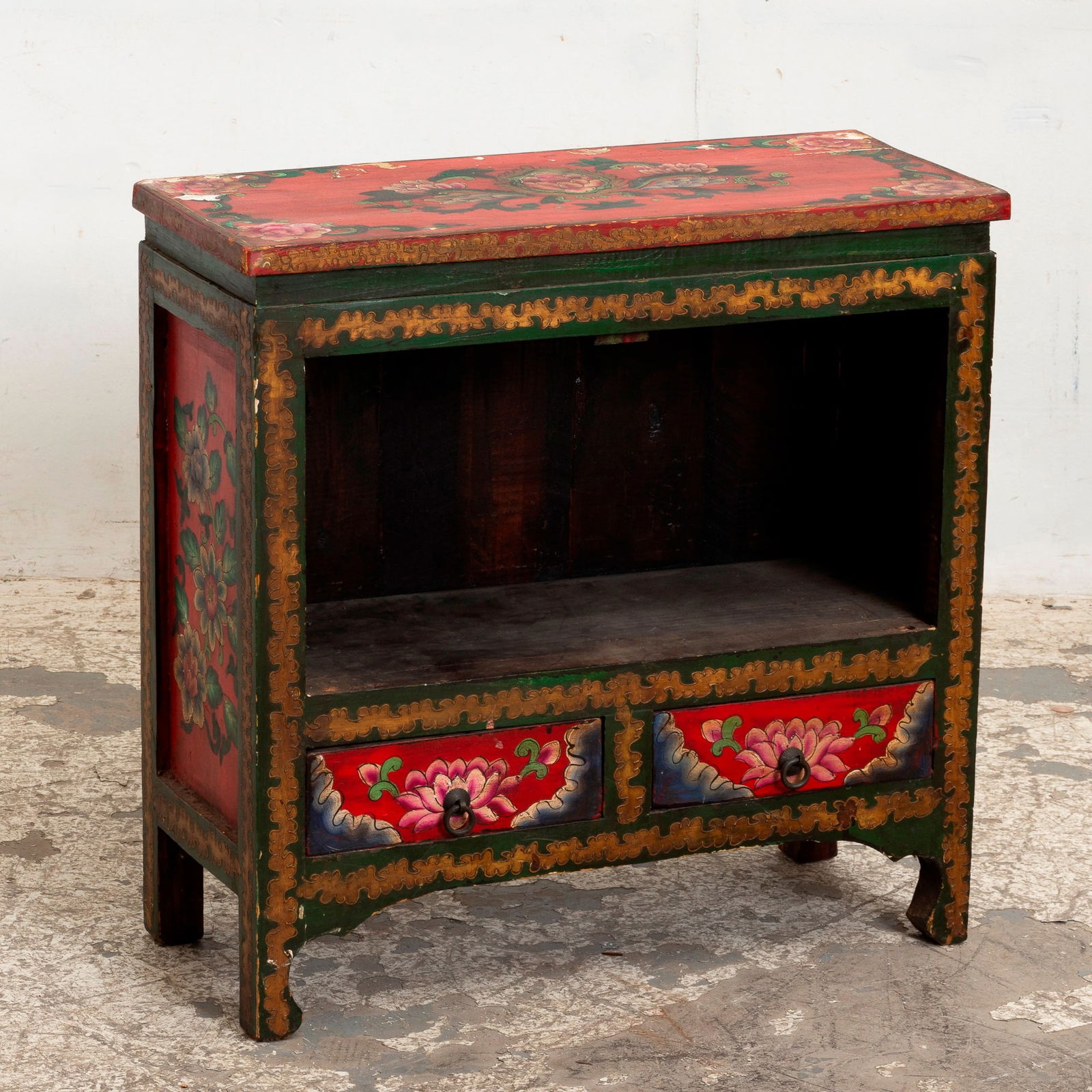 Asian Style Painted Bedside Cabinet (1 of 6)