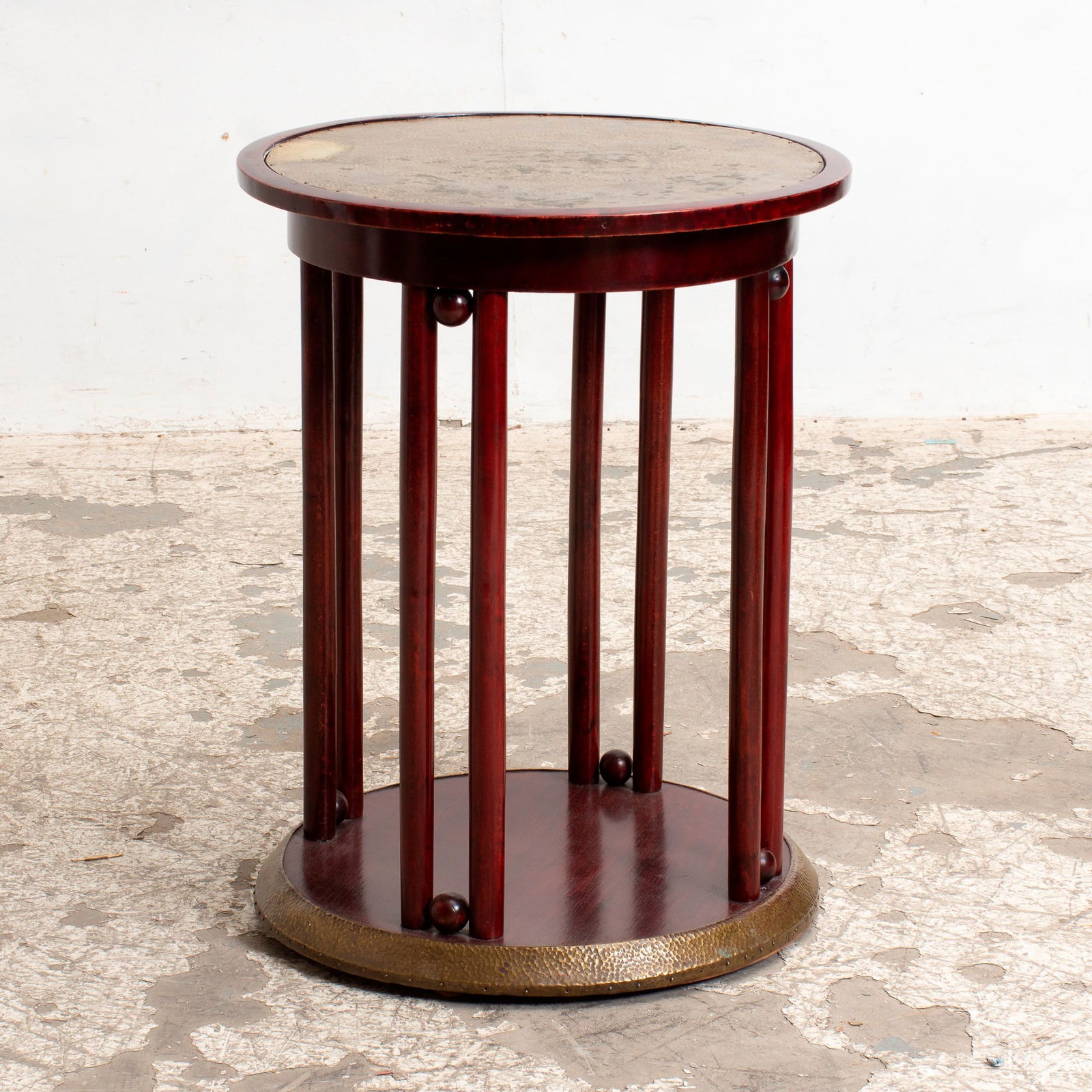 Joseph Hoffmann Style Brass and Fruitwood Fledermaus Occasional Table (1 of 4)
