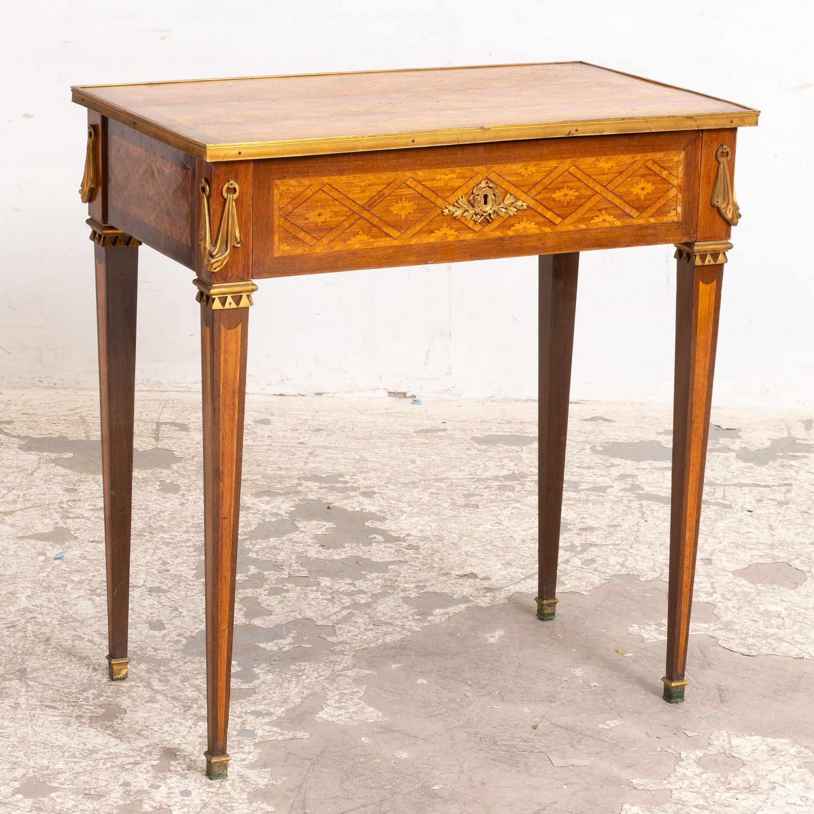 Louis XVI Style Gilt-Bronze Mounted Parquetry Side Table (1 of 5)