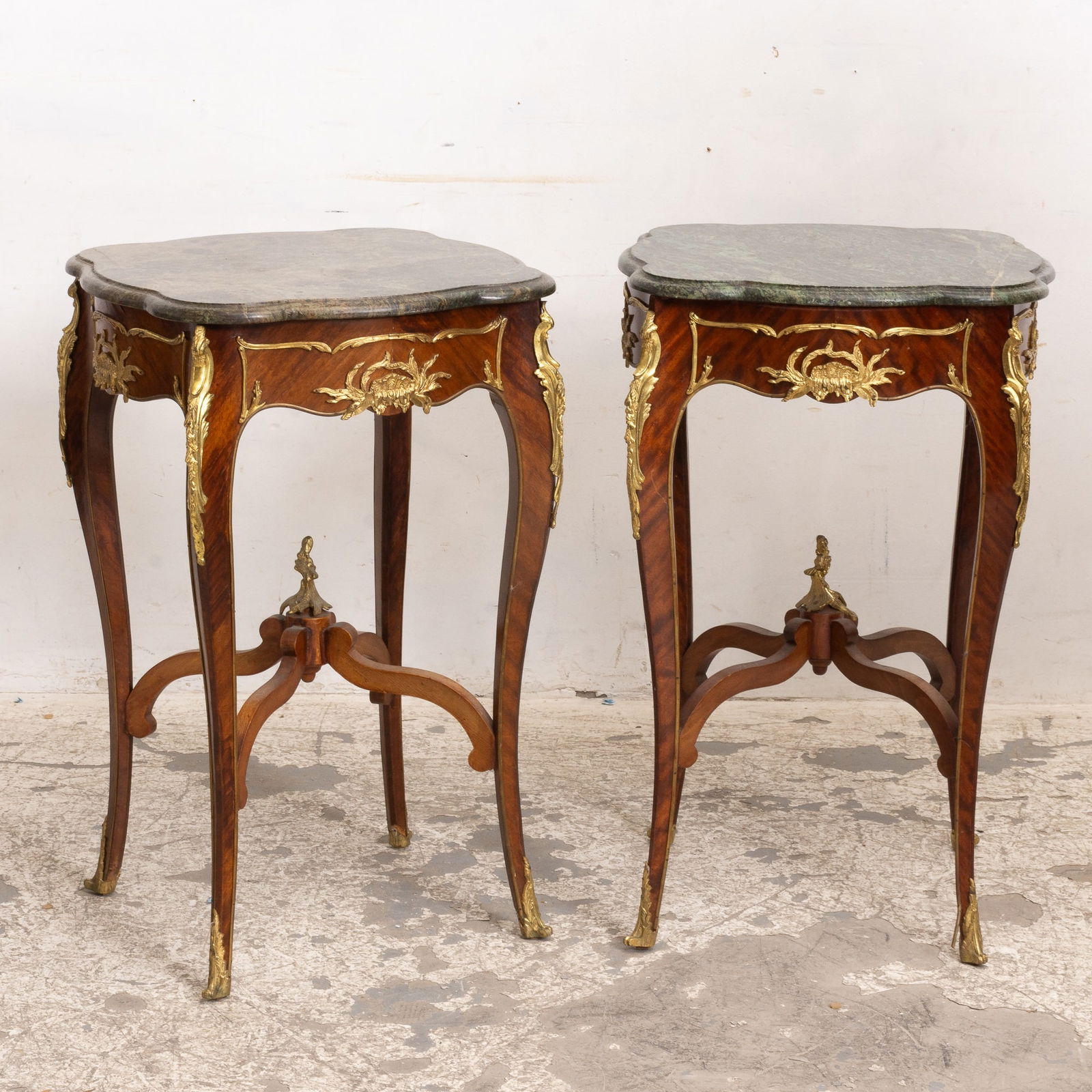 Pair of Louis XV Style Gilt-Bronze Mounted Mahogany Occasional Tables (1 of 6)