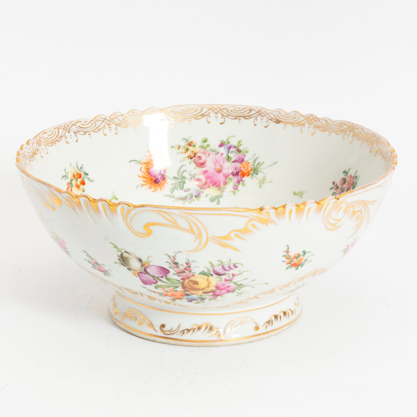 Dresden Porcelain Punch Bowl: 6" h x 13" dia