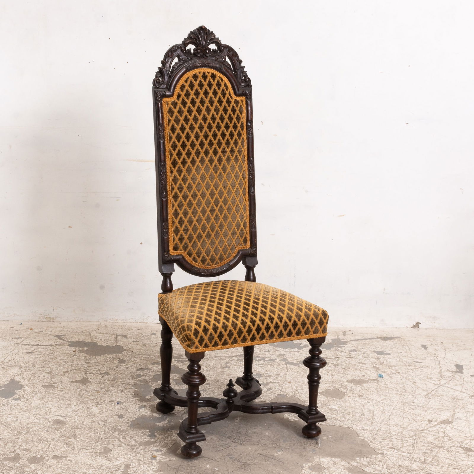 Renaissance Style Upholstered Ebonized Wood Side Chair (1 of 7)