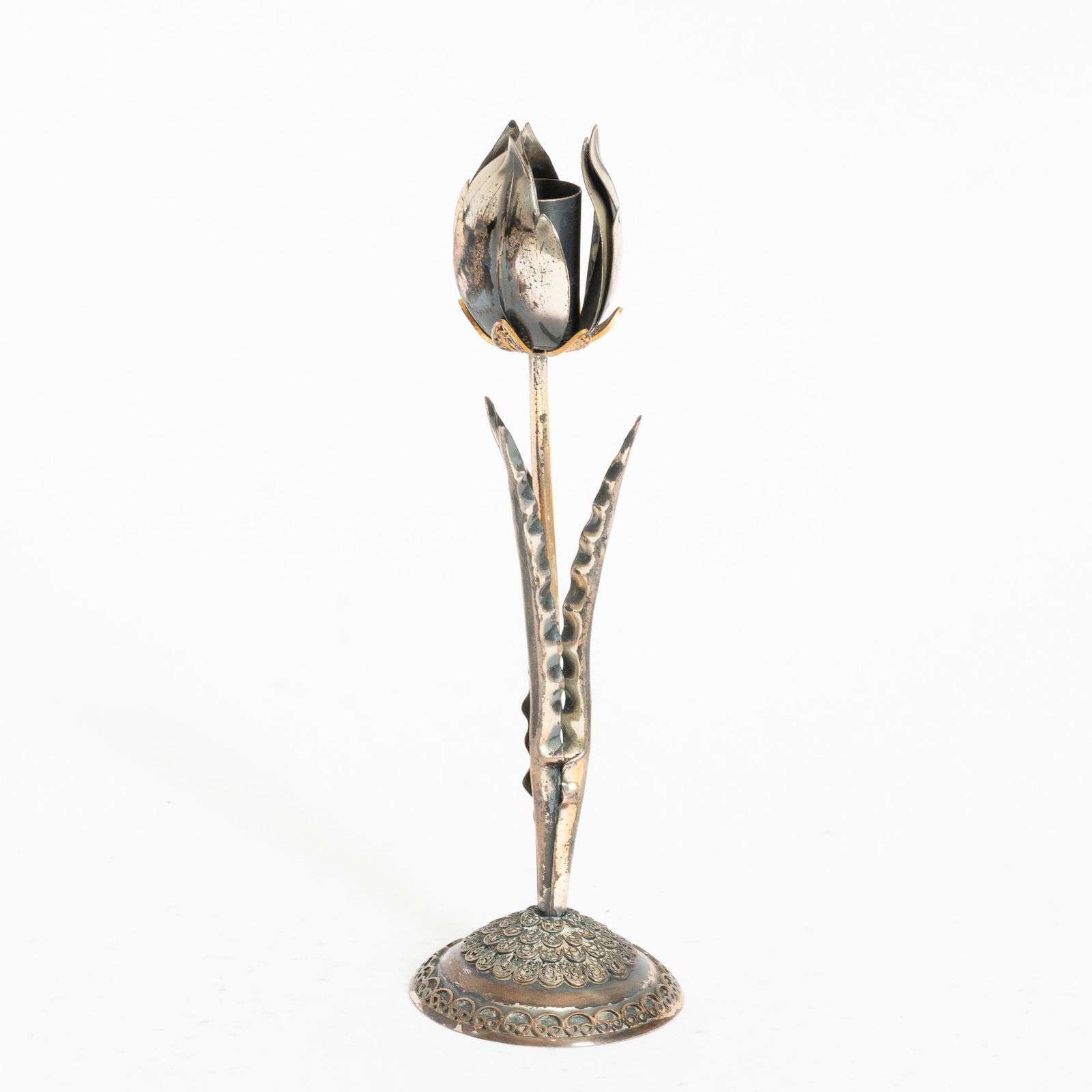 Sterling Tulip-Form Candlestick: Ap. 3 ounces 7" h