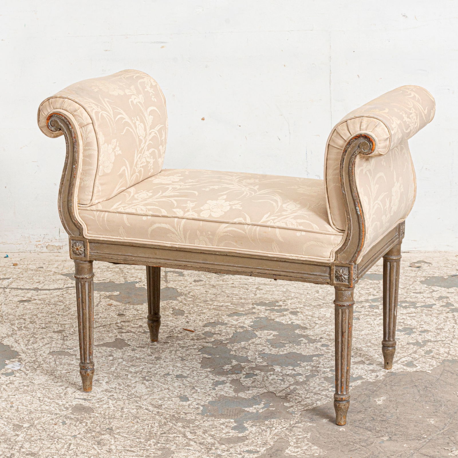 Louis XVI Style Upholstered Painted Wood Window Bench (1 of 4)