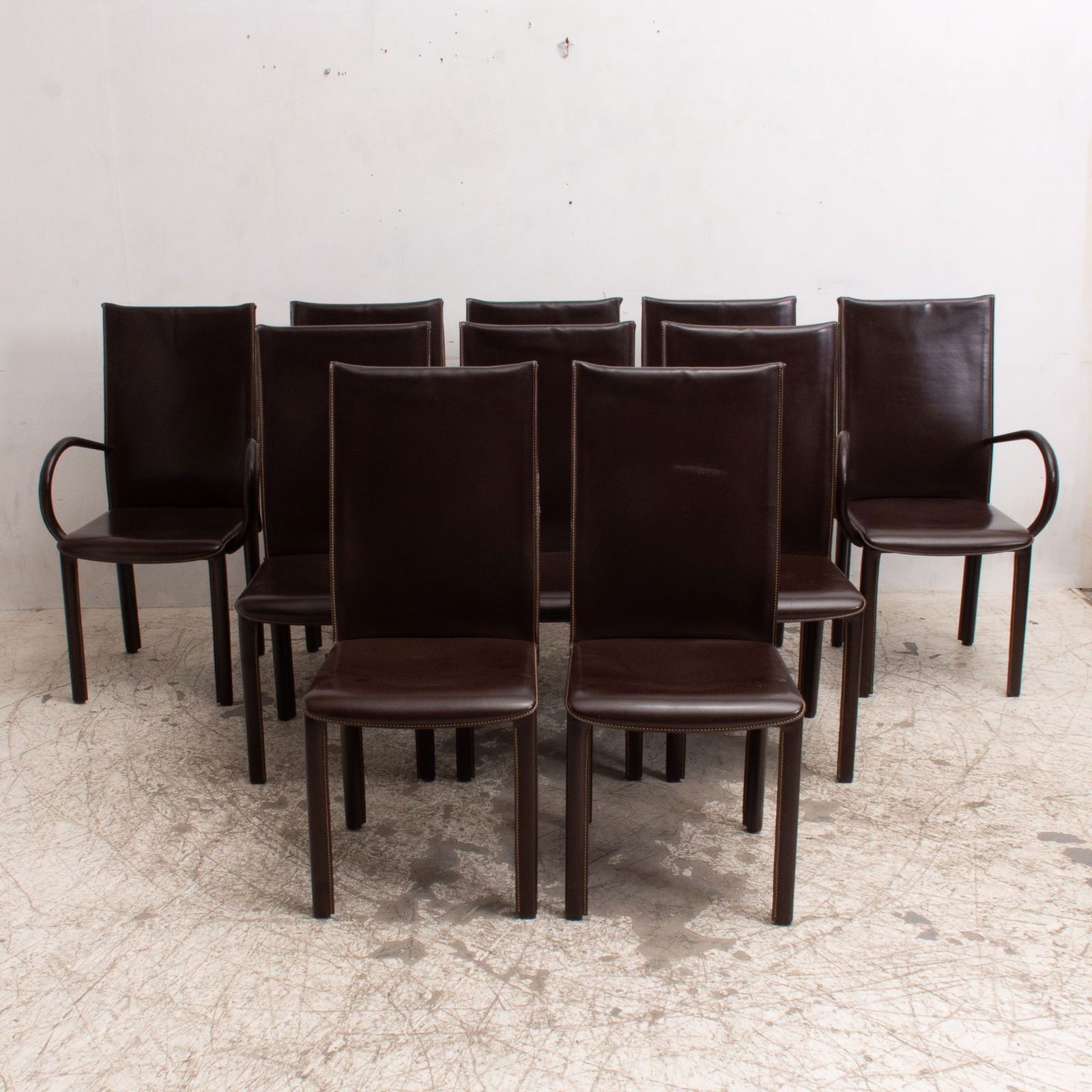 Set of Ten Modern Leather Dinning Chairs (1 of 7)