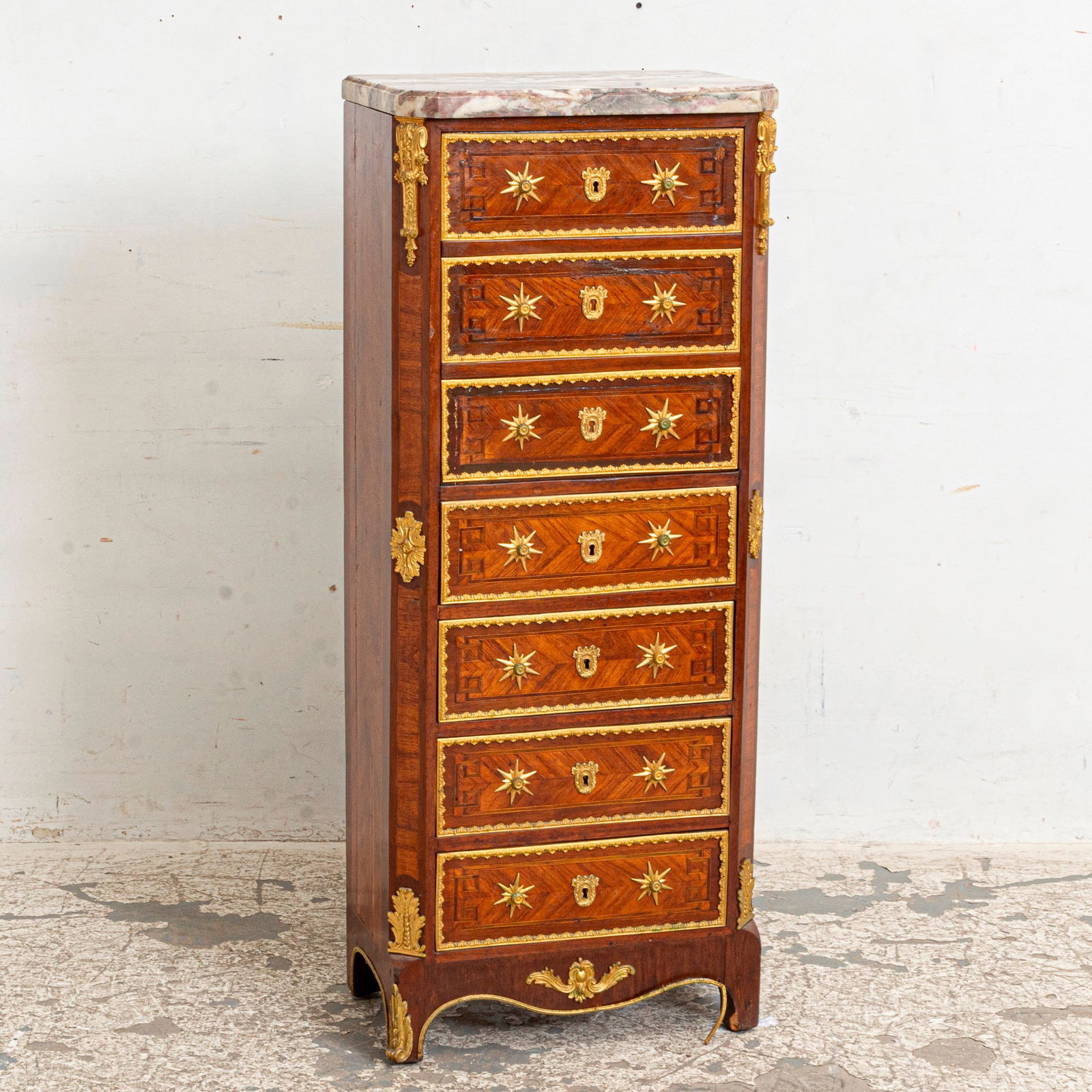 Empire Style Gilt Mounted Marble Top Chiffonier (1 of 6)