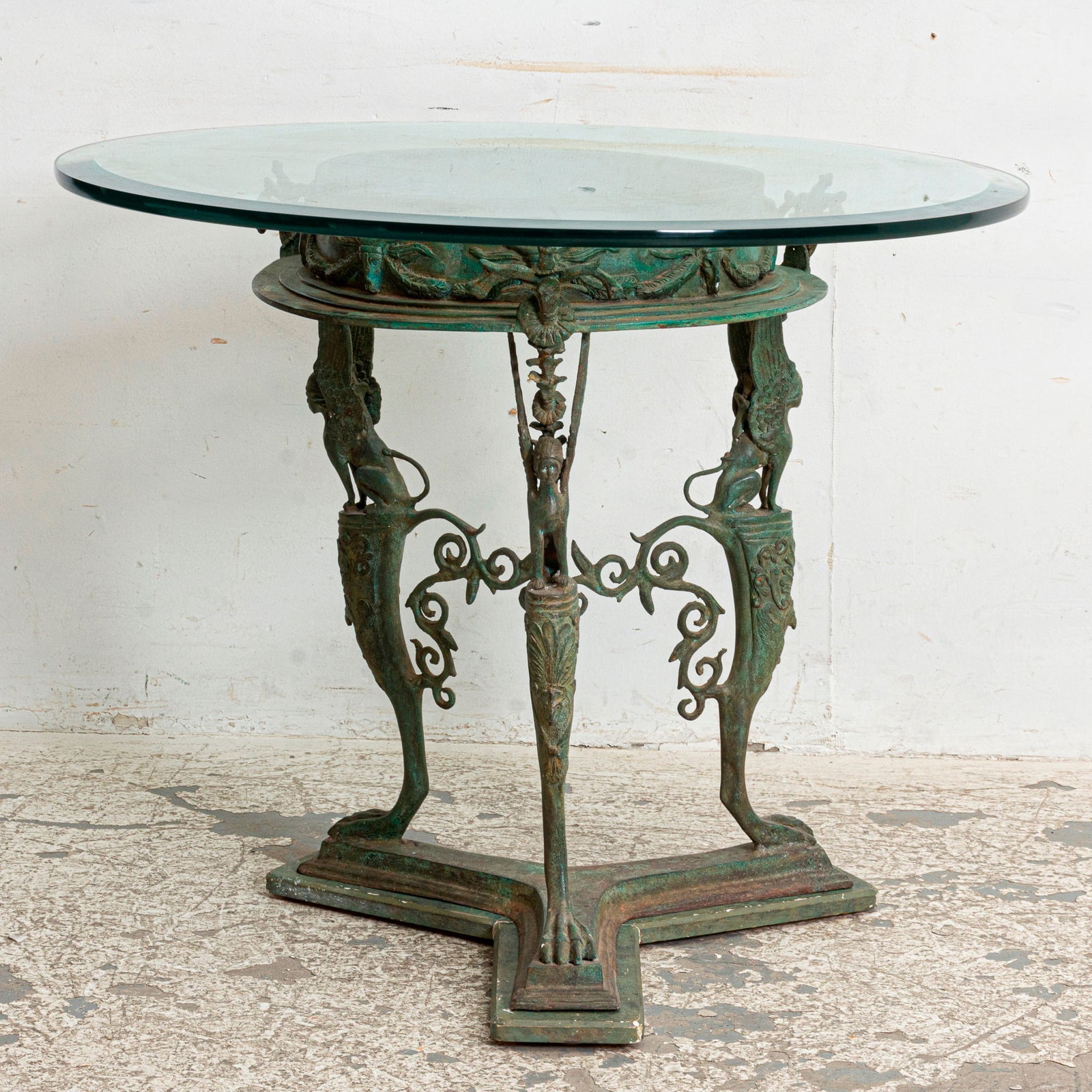Oxidized Metal Glass Top Table (1 of 4)