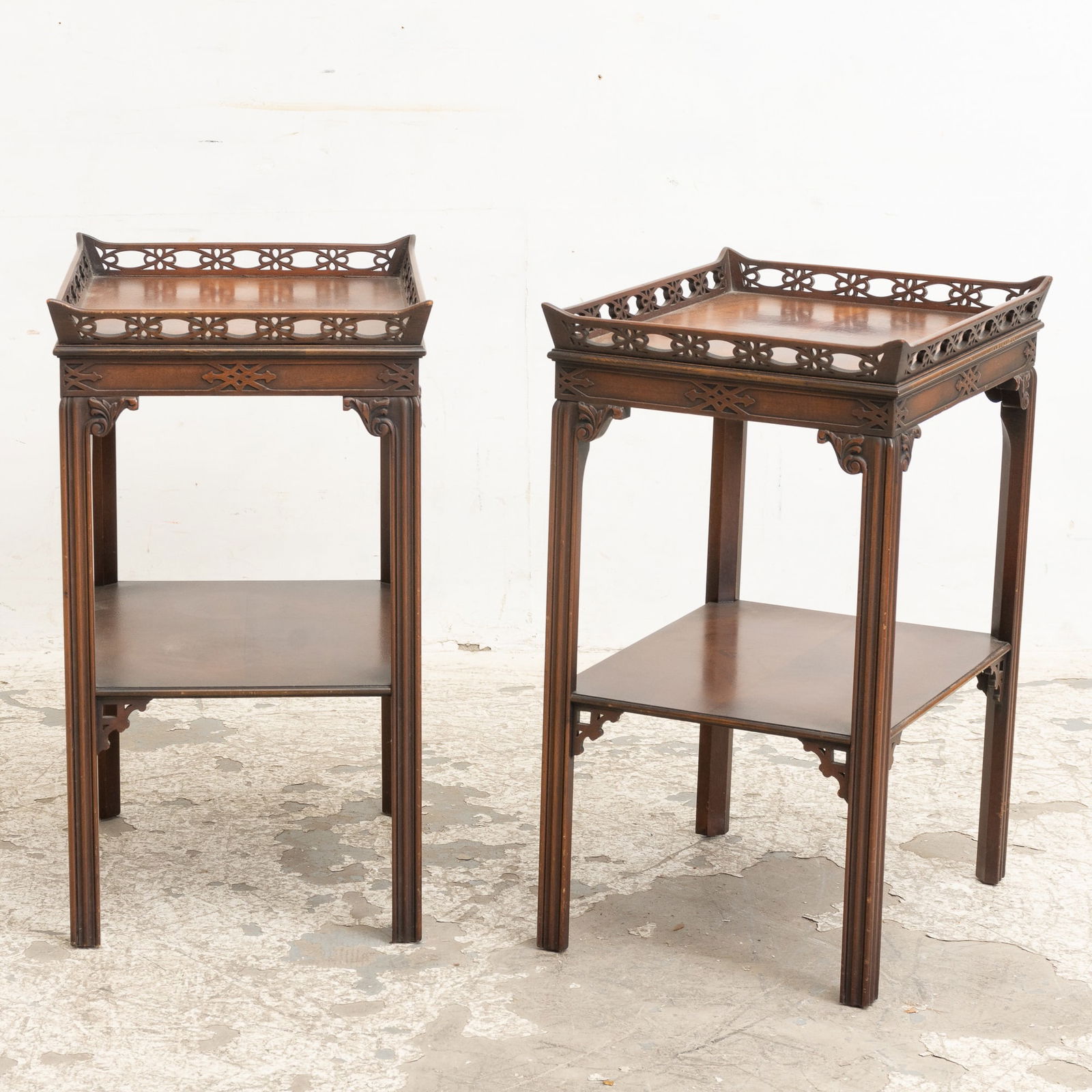 Pair of Asian Style Mahogany Side Tables (1 of 6)