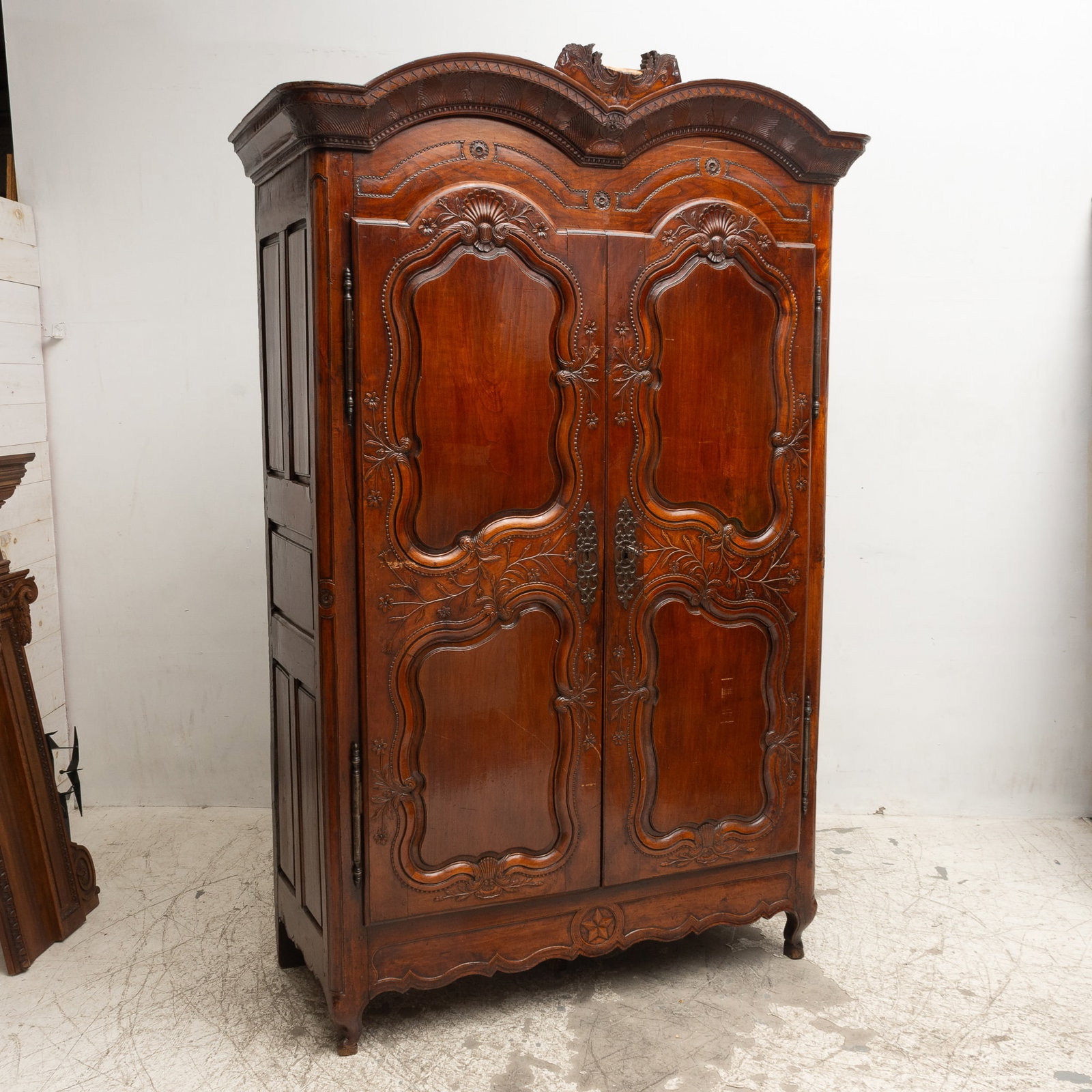 Louis XV Walnut and Beech Armoire: Mid-18th century 94" h x 55' w x 24" d