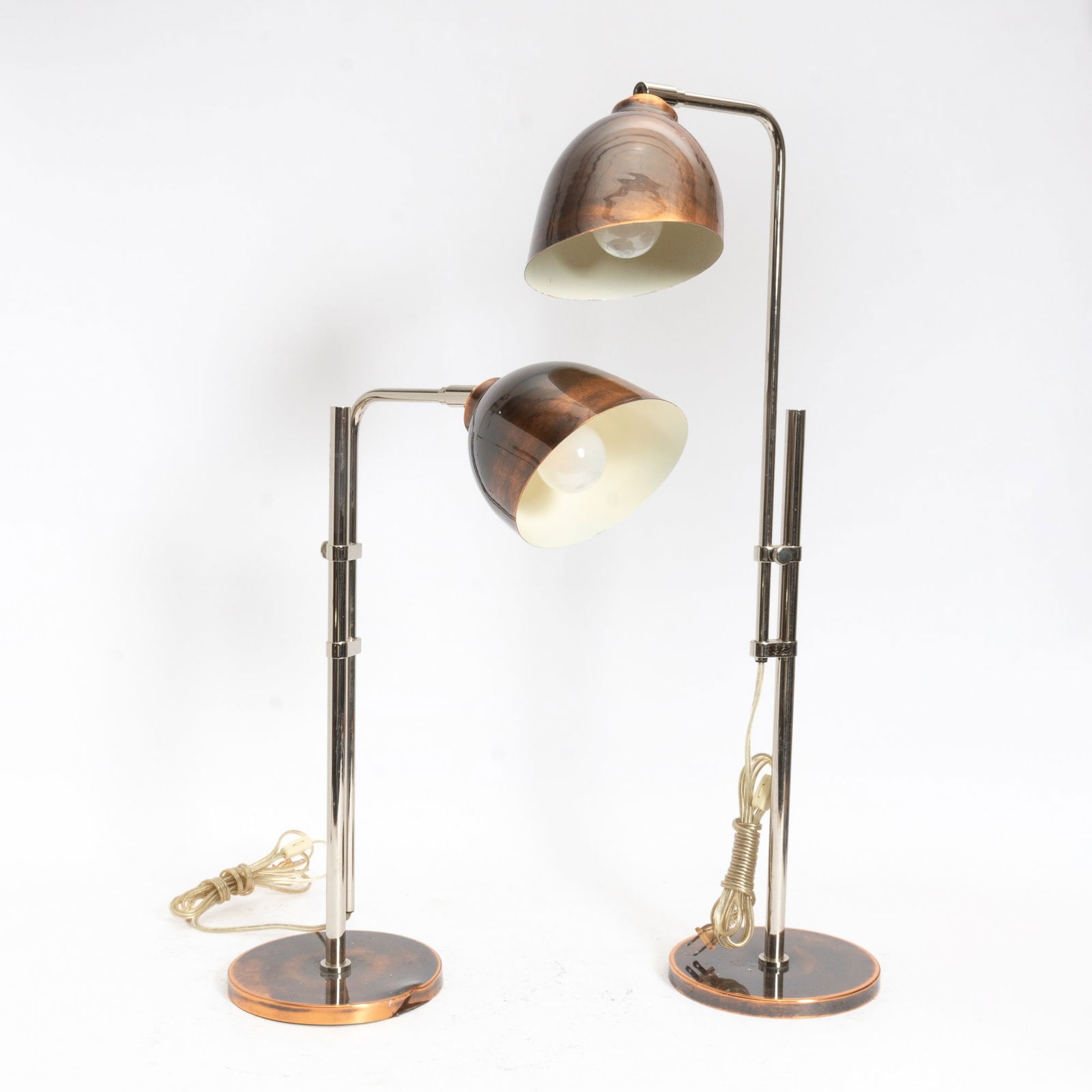 Pair of Frederick Cooper Metal and Copper Lamps: 33" h