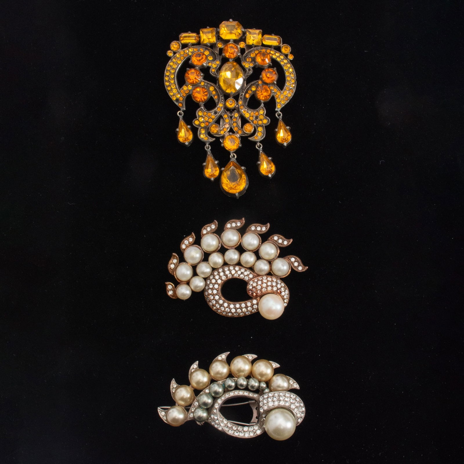 Three Eisenberg Rhinestone and Metal Brooches (1 of 9)