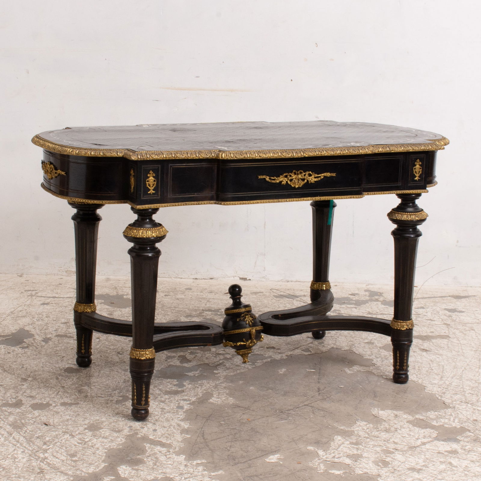 Black Painted Napoleon III Brass Mounted Writing Table (1 of 8)