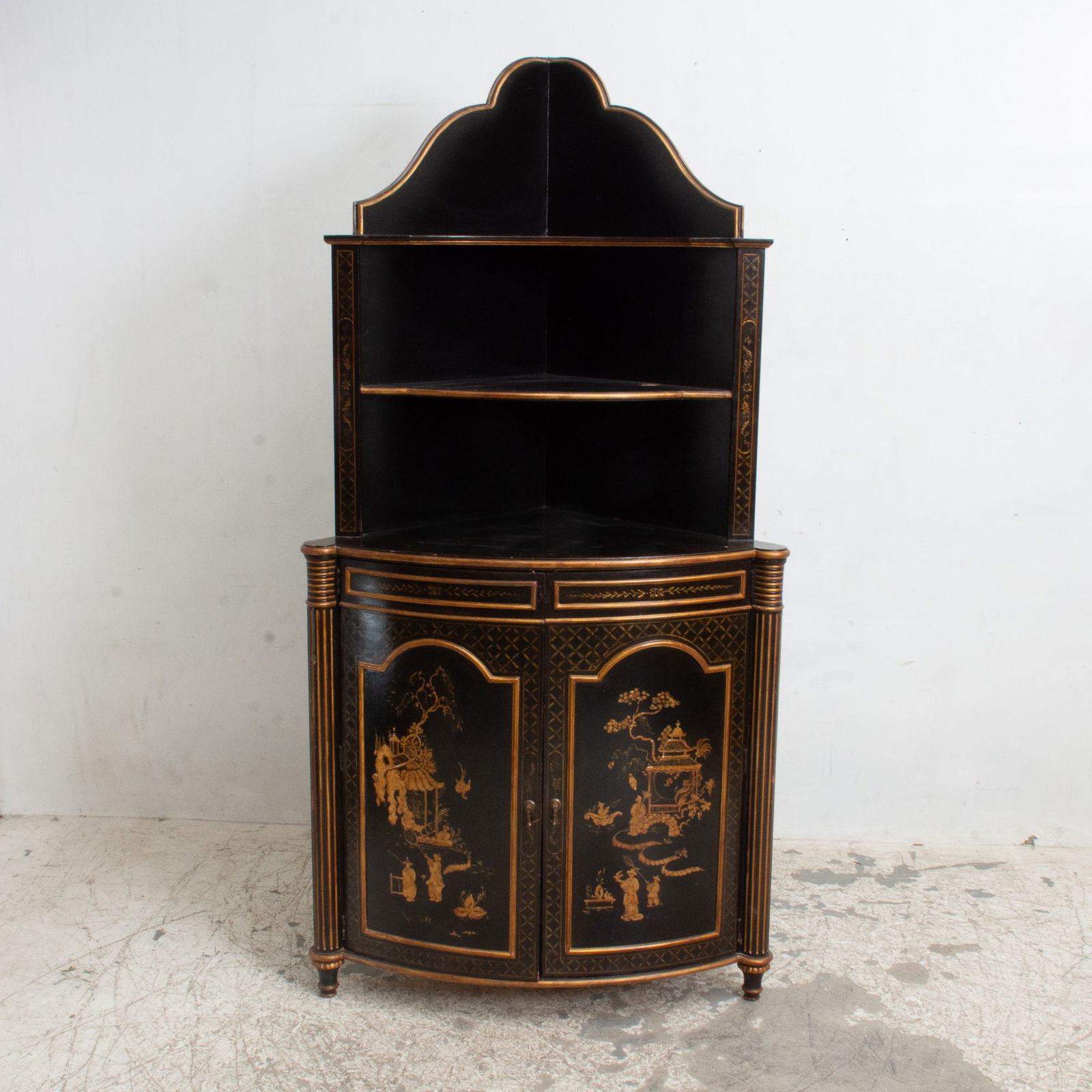 Chinoiserie Decorated Corner Media Cupboard (1 of 2)