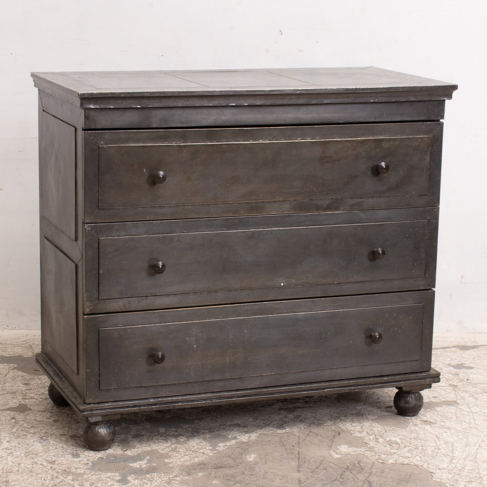 Industrial Style Metal-Clad Chest of Drawers: 35 1/4" h x 39' w x 19 7/8" d