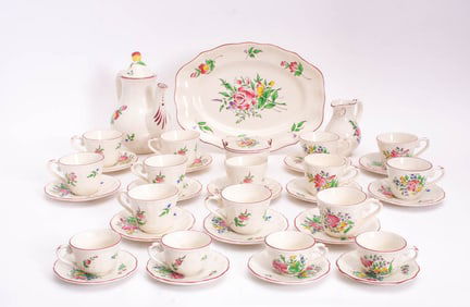French Glazed Porcelain Tea Service