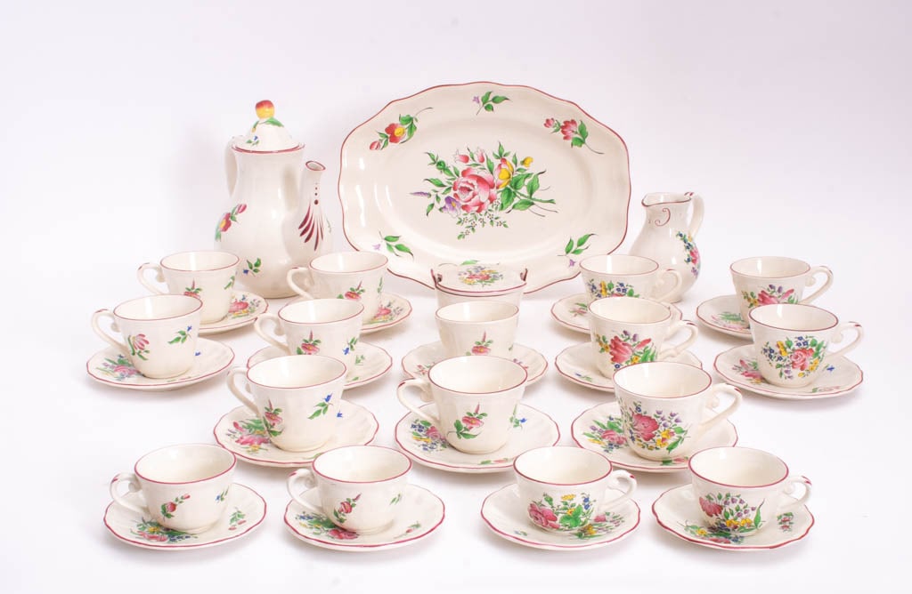 French Glazed Porcelain Tea Service