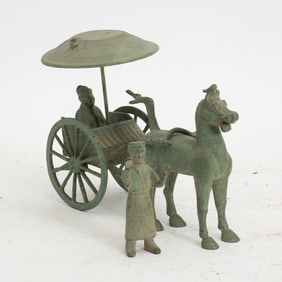 Chinese Bronze Carriage Figure