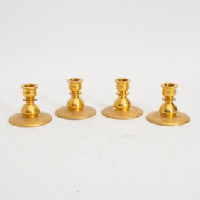 Set of Four Bavarian Gilt Painted Porcelain Candleholders