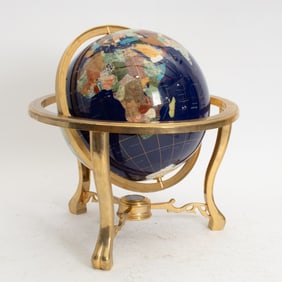 Hardstone Inlaid Terrestrial Globe