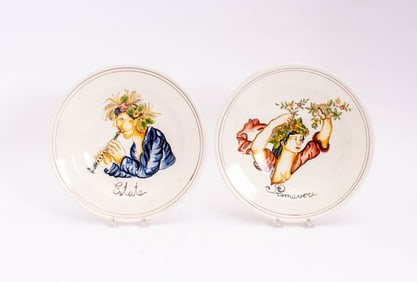 Two Italian Hand Painted Ceramic Chargers