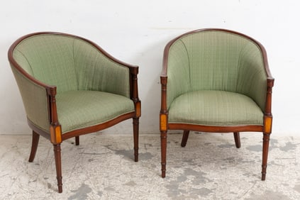 Pair of Mahogany Upholstered Tub Chairs