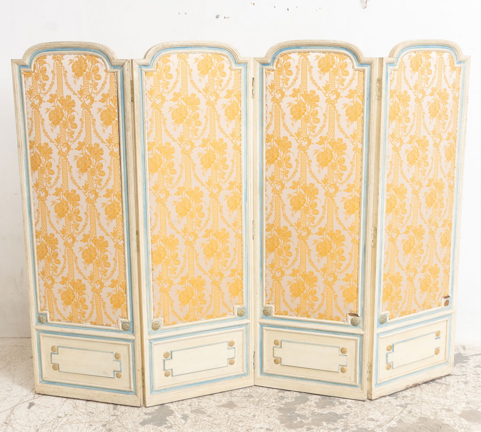 Louis Style Painted Upholstered Four-Panel Screen (1 of 8)