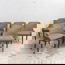 Set of Six Ward Bennett Cherrywood Upholstered Dining Chairs