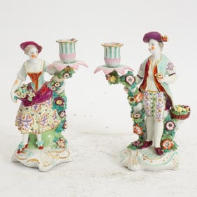 Pair of Porcelain Figurine Candlesticks
