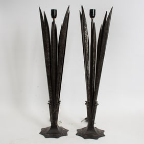 Pair of Brutalist Plant Form Lamps